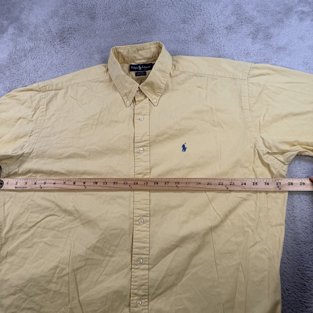 Polo Ralph Lauren Shirt Mens XL Yellow Blaire Short Sleeve Button Down Pony - Picture 4 of 8